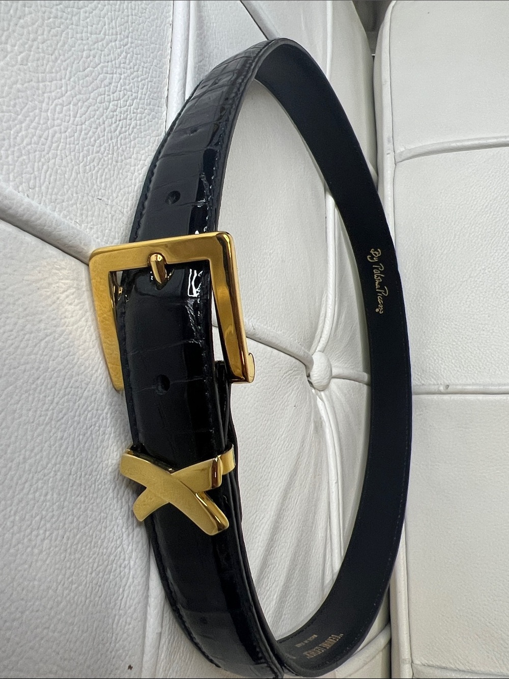 Paloma Picasso Black Belt with Gold Signature